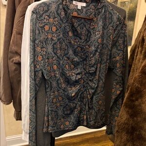 Green Floral Twist-Front Blouse